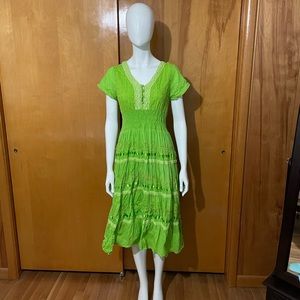 JMB Signature Green Maxi Peasant Dress Size Small